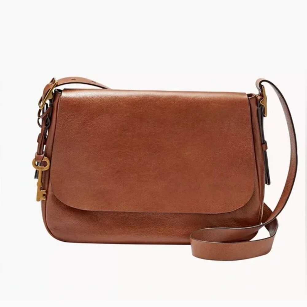 Fossil Harper Brown Leather Large Flap Crossbody